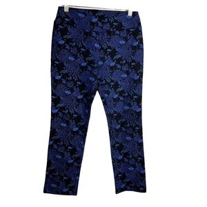 Soft Surroundings Womens Mirabella Floral Pull on pants Size PS Navy blue Slim